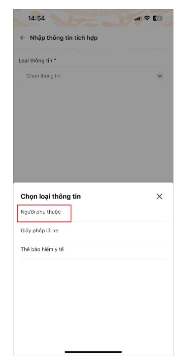 Hướng dẫn tích hợp thông tin người phụ thuộc vào app VNeID