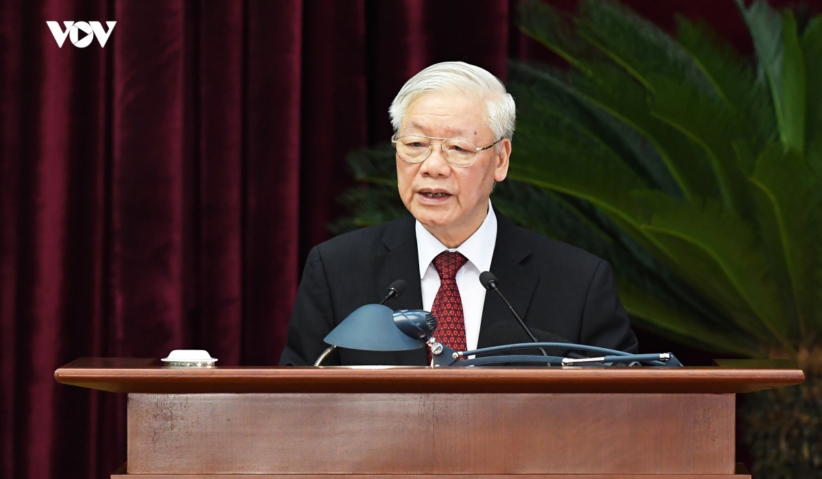 Tổng Bí thư, Chủ tịch nước Nguyễn Phú Trọng phát biểu bế mạc Hội nghị Trung ương 2. Ảnh: Ngọc Thành