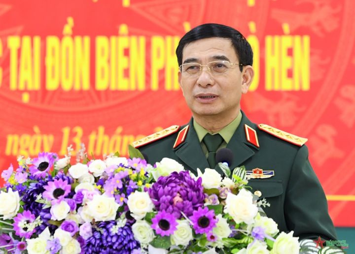 Đại tướng Phan Văn Giang thăm, làm việc tại Đồn Biên phòng Pò Hèn