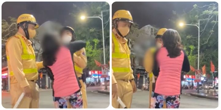 Người phụ nữ đi ngược chiều, còn hung hăng túm áo CSGT đòi trả bằng lái: “Đưa bằng lái xe đây, tôi không ăn cắp ăn trộm”