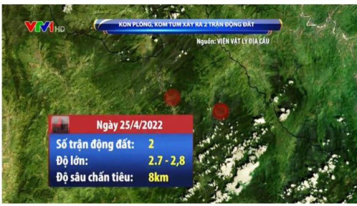 Động đất ở Kon Tum đêm 27/4