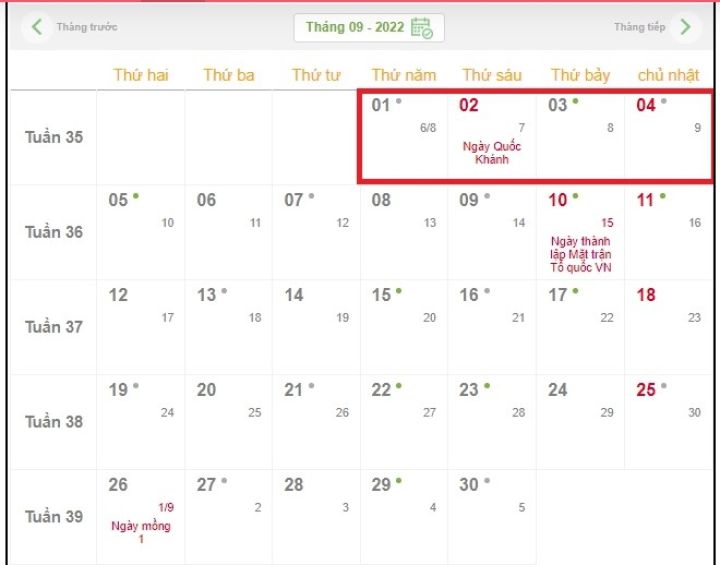 Quốc khánh 2/9/2022 được nghỉ dài ngày?