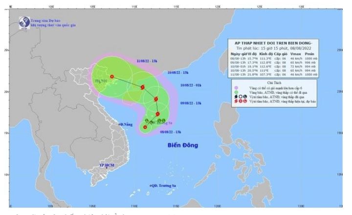 Áp thấp nhiệt đới trên Biển Đông có khả năng mạnh lên thành bão, gió giật cấp 8