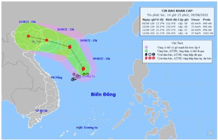 Áp thấp nhiệt đới mạnh lên thành bão số 2, Bắc Bộ mưa lớn từ chiều tối mai