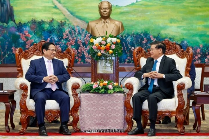 Thủ tướng Phạm Minh Chính hội kiến Tổng Bí thư, Chủ tịch nước Lào
